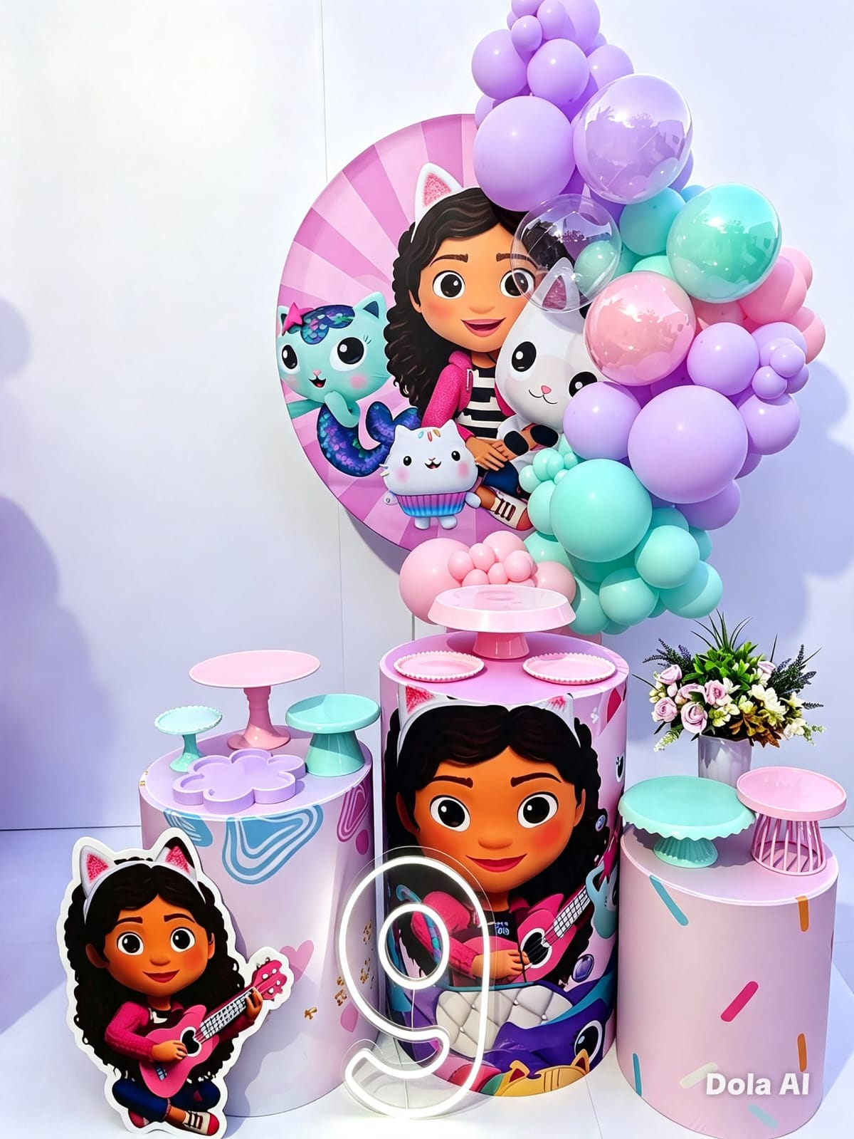 Decoração infantil em tons pastel com balões